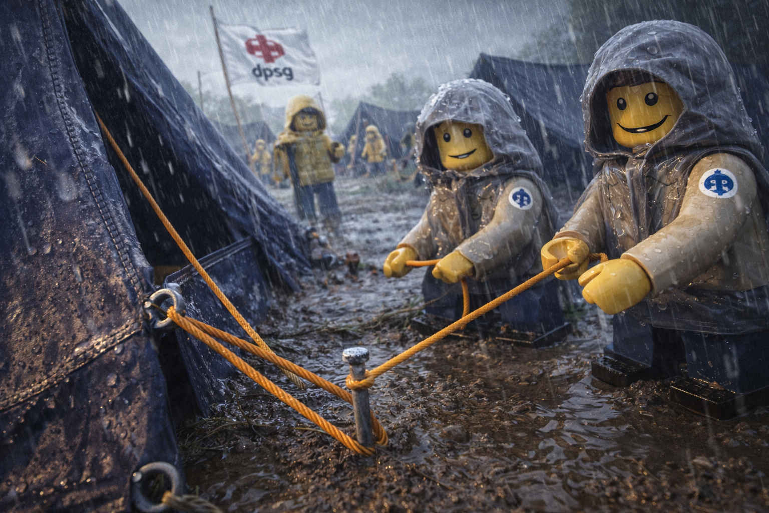LEGO-Figur Aufbau im Regen